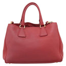PRADA Hand Bag Vittero Dino Leather 2way Red Gold Auth BA15080V-3