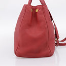 PRADA Hand Bag Vittero Dino Leather 2way Red Gold Auth BA15080V-4
