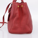 PRADA Hand Bag Vittero Dino Leather 2way Red Gold Auth BA15080V-5