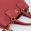 PRADA Hand Bag Vittero Dino Leather 2way Red Gold Auth BA15080V-6