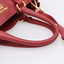 PRADA Hand Bag Vittero Dino Leather 2way Red Gold Auth BA15080V-7