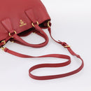 PRADA Hand Bag Vittero Dino Leather 2way Red Gold Auth BA15080V-9