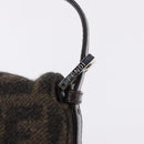 FENDI Zucca Canvas Mamma Baguette Shoulder Bag Wool Brown Black Auth BA15090V-18