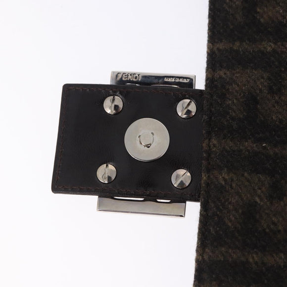 FENDI Zucca Canvas Mamma Baguette Shoulder Bag Wool Brown Black Auth BA15090V