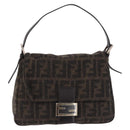 FENDI Zucca Canvas Mamma Baguette Shoulder Bag Wool Brown Black Auth BA15090V-13