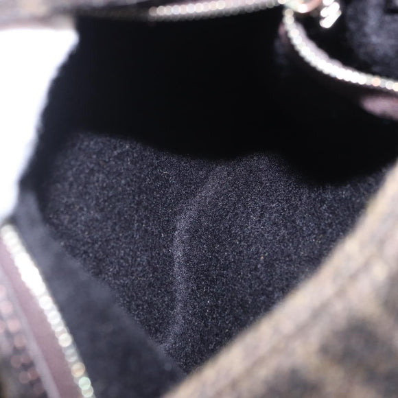 FENDI Zucca Canvas Mamma Baguette Shoulder Bag Wool Brown Black Auth BA15090V