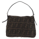 FENDI Zucca Canvas Mamma Baguette Shoulder Bag Wool Brown Black Auth BA15090V-2