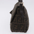FENDI Zucca Canvas Mamma Baguette Shoulder Bag Wool Brown Black Auth BA15090V-3