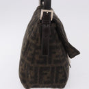 FENDI Zucca Canvas Mamma Baguette Shoulder Bag Wool Brown Black Auth BA15090V-4