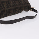 FENDI Zucca Canvas Mamma Baguette Shoulder Bag Wool Brown Black Auth BA15090V-7