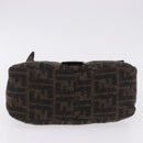 FENDI Zucca Canvas Mamma Baguette Shoulder Bag Wool Brown Black Auth BA15090V-5