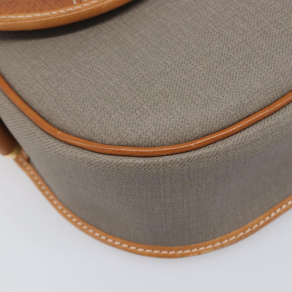 Christian Dior Shoulder Bag PVC Canvas Gray Gold Auth BA15092