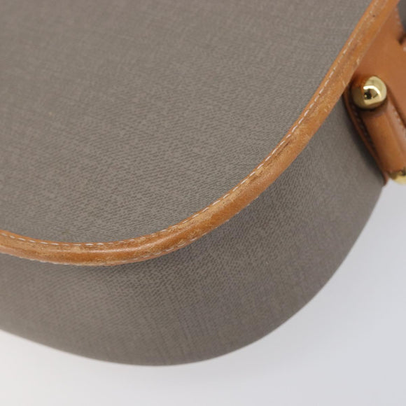 Christian Dior Shoulder Bag PVC Canvas Gray Gold Auth BA15092