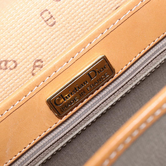 Christian Dior Shoulder Bag PVC Canvas Gray Gold Auth BA15092