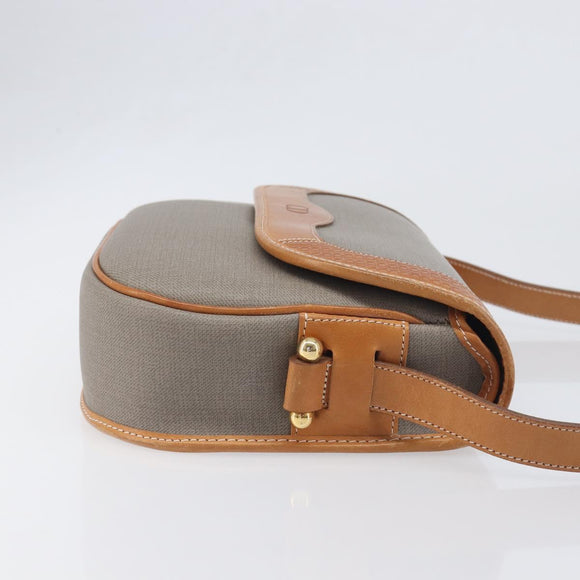 Christian Dior Shoulder Bag PVC Canvas Gray Gold Auth BA15092