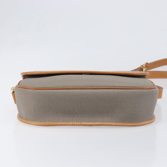 Christian Dior Shoulder Bag PVC Canvas Gray Gold Auth BA15092