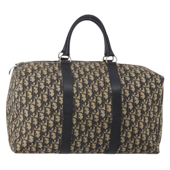 Christian Dior Trotter Canvas Boston Bag Navy Silver Auth BA15099