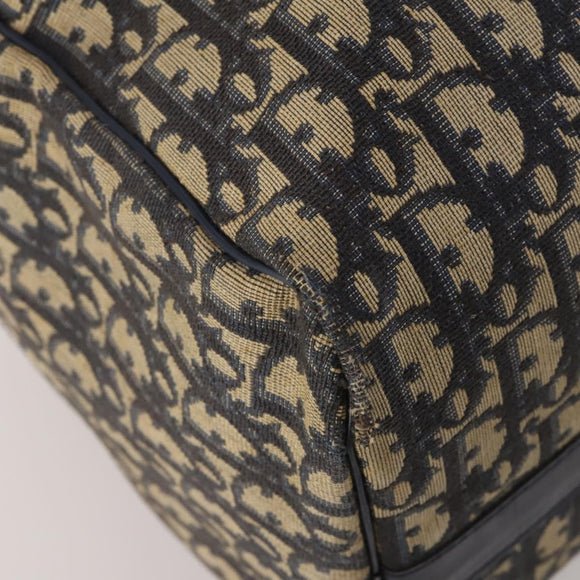 Christian Dior Trotter Canvas Boston Bag Navy Silver Auth BA15099