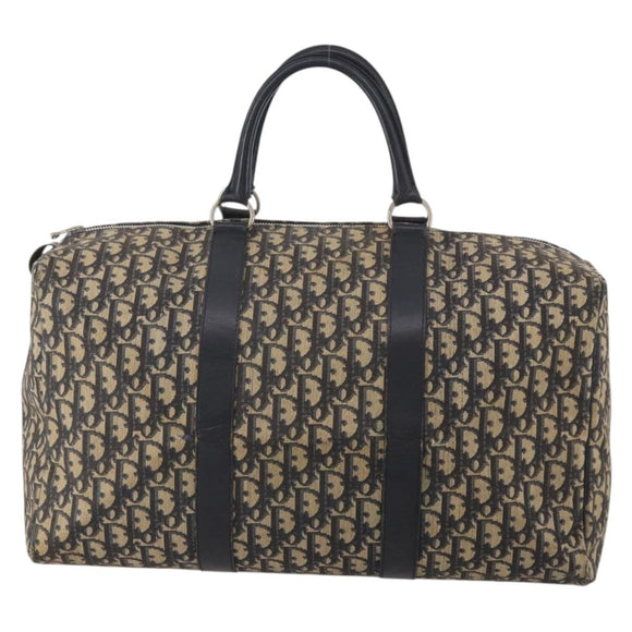 Christian Dior Trotter Canvas Boston Bag Navy Silver Auth BA15099