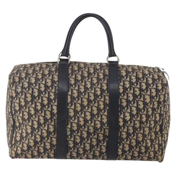 Christian Dior Trotter Canvas Boston Bag Navy Silver Auth BA15099