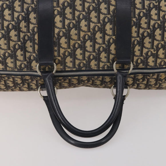 Christian Dior Trotter Canvas Boston Bag Navy Silver Auth BA15099
