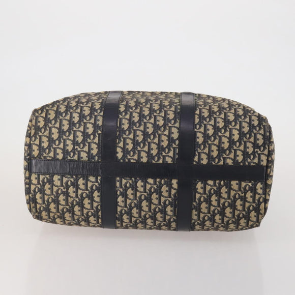 Christian Dior Trotter Canvas Boston Bag Navy Silver Auth BA15099