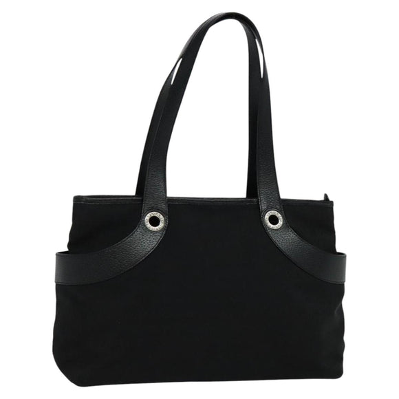 BVLGARI Logo mania Shoulder Bag Canvas Black Auth BA151