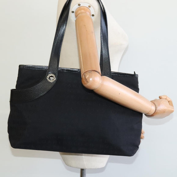 BVLGARI Logo mania Shoulder Bag Canvas Black Auth BA151