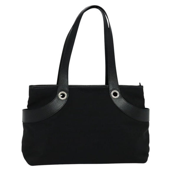 BVLGARI Logo mania Shoulder Bag Canvas Black Auth BA151