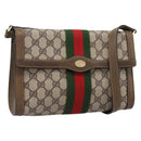 GUCCI GG Supreme Web Sherry Line Bag PVC Beige Gold 495 02 04 Auth BA15100-1