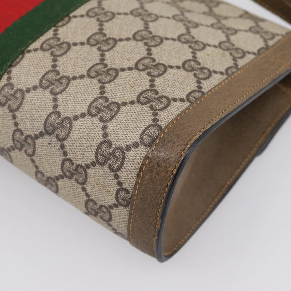 GUCCI GG Supreme Web Sherry Line Bag PVC Beige Gold 495 02 04 Auth BA15100