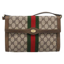 GUCCI GG Supreme Web Sherry Line Bag PVC Beige Gold 495 02 04 Auth BA15100-13