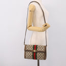 GUCCI GG Supreme Web Sherry Line Bag PVC Beige Gold 495 02 04 Auth BA15100-20
