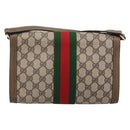 GUCCI GG Supreme Web Sherry Line Bag PVC Beige Gold 495 02 04 Auth BA15100-2