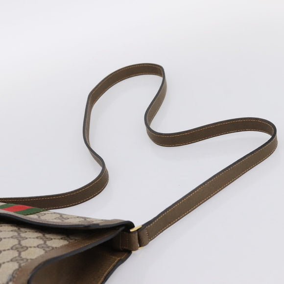 GUCCI GG Supreme Web Sherry Line Bag PVC Beige Gold 495 02 04 Auth BA15100