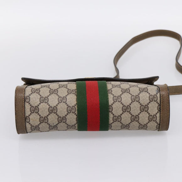 GUCCI GG Supreme Web Sherry Line Bag PVC Beige Gold 495 02 04 Auth BA15100