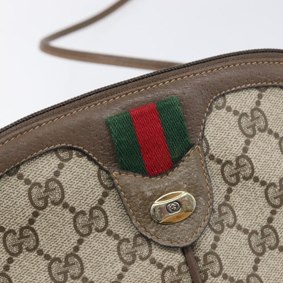 GUCCI GG Supreme Web Sherry Line Bag PVC Beige Gold 98 02 047 Auth BA15101