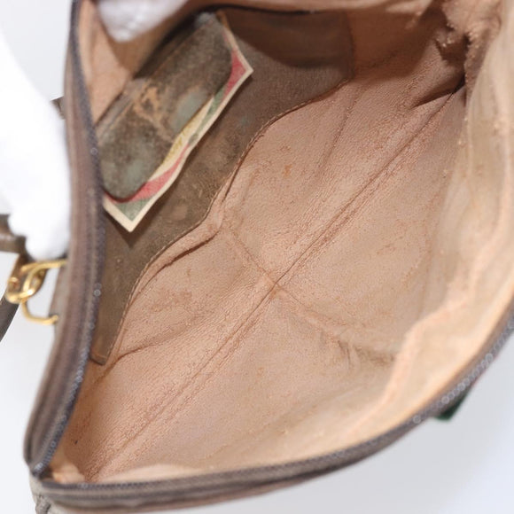 GUCCI GG Supreme Web Sherry Line Bag PVC Beige Gold 98 02 047 Auth BA15101