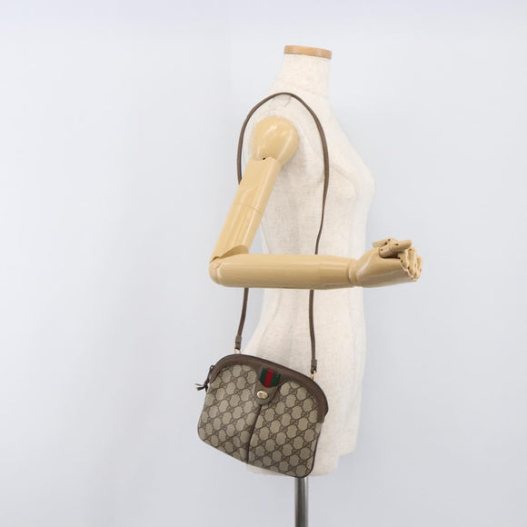 GUCCI GG Supreme Web Sherry Line Bag PVC Beige Gold 98 02 047 Auth BA15101