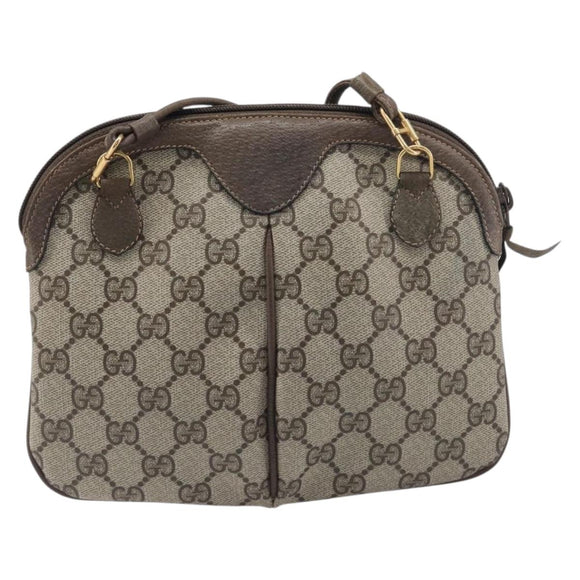 GUCCI GG Supreme Web Sherry Line Bag PVC Beige Gold 98 02 047 Auth BA15101