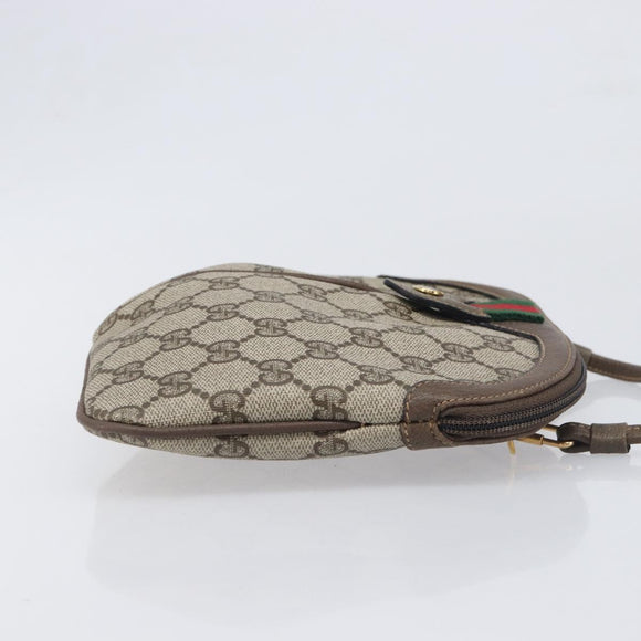 GUCCI GG Supreme Web Sherry Line Bag PVC Beige Gold 98 02 047 Auth BA15101