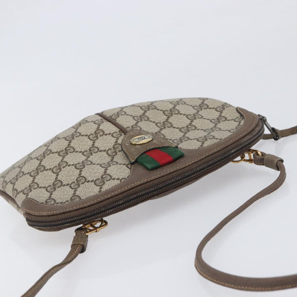 GUCCI GG Supreme Web Sherry Line Bag PVC Beige Gold 98 02 047 Auth BA15101