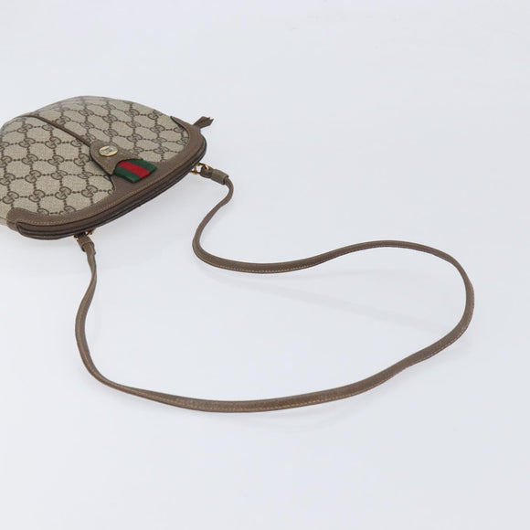 GUCCI GG Supreme Web Sherry Line Bag PVC Beige Gold 98 02 047 Auth BA15101
