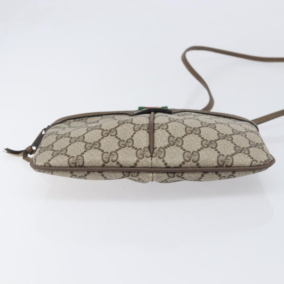 GUCCI GG Supreme Web Sherry Line Bag PVC Beige Gold 98 02 047 Auth BA15101
