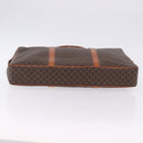 CELINE Macadam Canvas Business Bag PVC Leather Brown Gold Auth BA15102-10