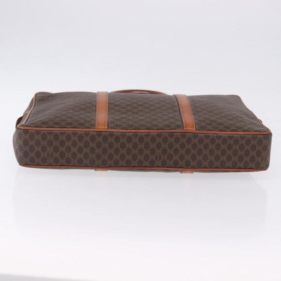CELINE Macadam Canvas Business Bag PVC Leather Brown Gold Auth BA15102