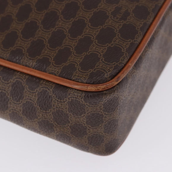 CELINE Macadam Canvas Business Bag PVC Leather Brown Gold Auth BA15102