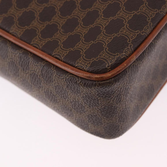 CELINE Macadam Canvas Business Bag PVC Leather Brown Gold Auth BA15102