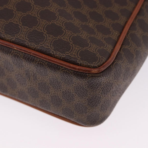 CELINE Macadam Canvas Business Bag PVC Leather Brown Gold Auth BA15102