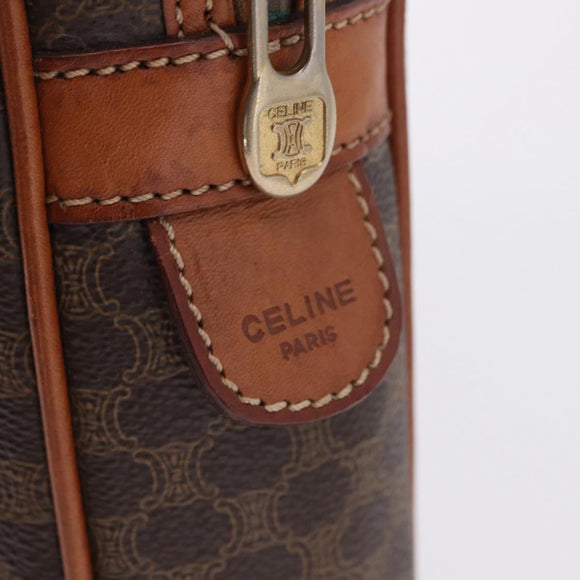 CELINE Macadam Canvas Business Bag PVC Leather Brown Gold Auth BA15102
